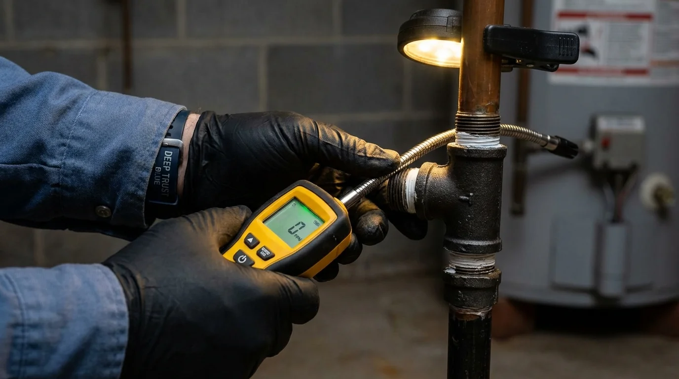 Gas leak detection with electronic sniffer by Johns Plumbing LLC in North Babylon
